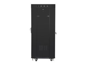 Комуникационен шкаф Lanberg rack cabinet 19" free-standing 27U / 600x600 self-assembly flat pack with glass door LCD, black