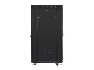 Комуникационен шкаф Lanberg rack cabinet 19" free-standing 27U / 600x800 self-assembly flat pack with glass door LCD, black