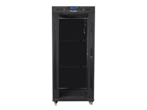 Комуникационен шкаф Lanberg rack cabinet 19" free-standing 27U / 600x800 self-assembly flat pack with glass door LCD, black