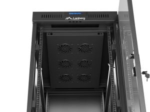 Комуникационен шкаф Lanberg rack cabinet 19" free-standing 32U/600X1000 (FLAT PACK) with glass door LCD black