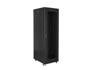 Комуникационен шкаф Lanberg rack cabinet 19" free-standing 42U / 800x800 self-assembly flat pack with mesh door, black