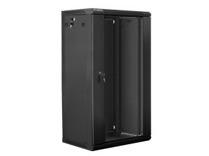Комуникационен шкаф Lanberg rack cabinet 19" wall-mount 22U / 600x450 for self-assembly (flat pack), black