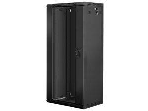 Комуникационен шкаф Lanberg rack cabinet 19" wall-mount 27U / 600x450 for self-assembly (flat pack), black