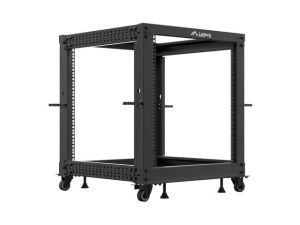 Комуникационен шкаф Lanberg open rack 19" 12U 600x600-1100 adjustable black
