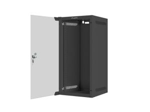 Комуникационен шкаф Lanberg rack cabinet 10" wall-mount 12U/280x310 (flat pack) with glass door black
