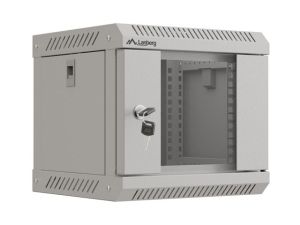 Комуникационен шкаф Lanberg rack cabinet 10" wall-mount 4U/300x300 (flat pack) with glass door grey