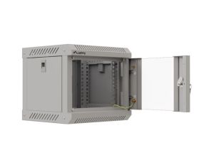 Комуникационен шкаф Lanberg rack cabinet 10" wall-mount 4U/300x300 (flat pack) with glass door grey