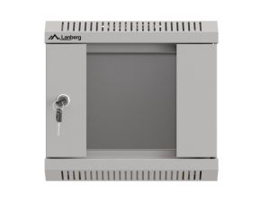 Комуникационен шкаф Lanberg rack cabinet 10" wall-mount 4U/300x300 (flat pack) with glass door grey