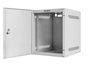 Комуникационен шкаф Lanberg rack cabinet 10" wall-mount 6U/280x310 for self-assembly with metal door grey (flat pack)