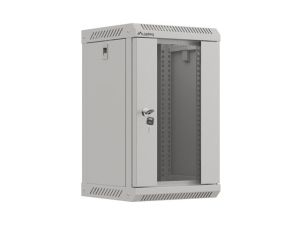 Комуникационен шкаф Lanberg rack cabinet 10" wall-mount 9U/300x300 (flat pack) with glass door grey