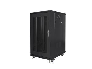 Комуникационен шкаф Lanberg rack cabinet 19" free-standing 22U/600x800 (flat pack) with mesh door black