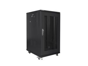 Комуникационен шкаф Lanberg rack cabinet 19" free-standing 22U/600x800 (flat pack) with mesh door black
