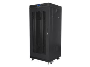 Комуникационен шкаф Lanberg rack cabinet 19" free-standing 27U/600x600 (flat pack) with mesh door lcd black v2