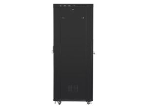 Комуникационен шкаф Lanberg rack cabinet 19" free-standing 27U/800x1000 (flat pack) with glass door lcd black v2