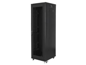 Комуникационен шкаф Lanberg rack cabinet 19" free-standing 42U/600x800 (flat pack) with mesh door black