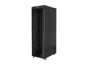 Комуникационен шкаф Lanberg rack cabinet 19" free-standing 42U/800x1200 (flat pack) with glass door lcd black v2