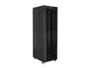 Комуникационен шкаф Lanberg rack cabinet 19" free-standing 42U/800x800 (flat pack) with glass door lcd black v2