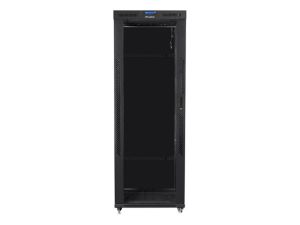 Комуникационен шкаф Lanberg rack cabinet 19" free-standing 42U/800x800 (flat pack) with glass door lcd black v2