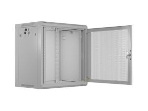 Комуникационен шкаф Lanberg rack cabinet 19" wall-mount 12U/600x450 with perforated door grey (flat pack)