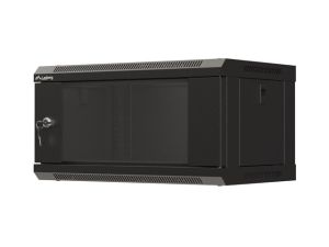 Комуникационен шкаф Lanberg rack cabinet 19" wall-mount 4U/540x350 (flat pack) with glass door black