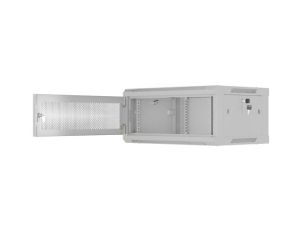 Комуникационен шкаф Lanberg rack cabinet 19" wall-mount 4U/600x450 with perforated door grey (flat pack)