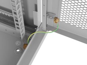 Комуникационен шкаф Lanberg rack cabinet 19" wall-mount 4U/600x450 with perforated door grey (flat pack)