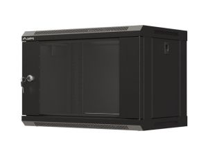 Комуникационен шкаф Lanberg rack cabinet 19" wall-mount 6U/540x350 (flat pack) with glass door black