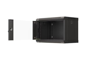 Комуникационен шкаф Lanberg rack cabinet 19" wall-mount 6U/540x350 (flat pack) with glass door black
