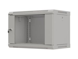 Комуникационен шкаф Lanberg rack cabinet 19" wall-mount 6U/540x350 (flat pack) with glass door grey