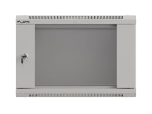 Комуникационен шкаф Lanberg rack cabinet 19" wall-mount 6U/540x350 (flat pack) with glass door grey