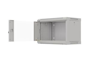 Комуникационен шкаф Lanberg rack cabinet 19" wall-mount 6U/540x350 (flat pack) with glass door grey