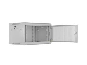 Комуникационен шкаф Lanberg rack cabinet 19" wall-mount 6U/600x450 with perforated door grey (flat pack)