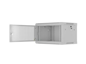 Комуникационен шкаф Lanberg rack cabinet 19" wall-mount 6U/600x450 with perforated door grey (flat pack)