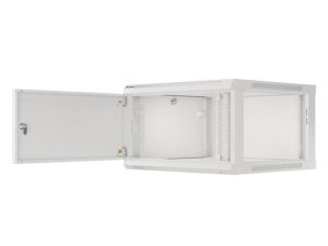 Комуникационен шкаф Lanberg rack cabinet 19" wall-mount 6U/600x600 for self-assembly with metal door grey (flat pack)