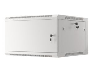 Комуникационен шкаф Lanberg rack cabinet 19" wall-mount 6U/600x600 for self-assembly with metal door grey (flat pack)