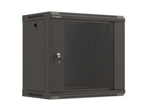 Комуникационен шкаф Lanberg rack cabinet 19" wall-mount 9U/540x350 (flat pack) with glass door black