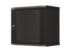 Комуникационен шкаф Lanberg rack cabinet 19" wall-mount 9U/540x350 (flat pack) with glass door black
