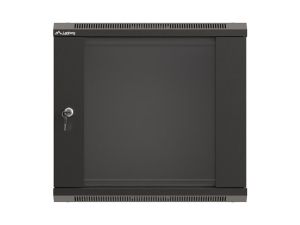 Комуникационен шкаф Lanberg rack cabinet 19" wall-mount 9U/540x350 (flat pack) with glass door black