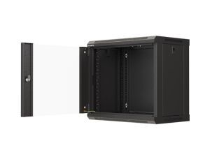 Комуникационен шкаф Lanberg rack cabinet 19" wall-mount 9U/540x350 (flat pack) with glass door black