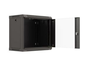 Комуникационен шкаф Lanberg rack cabinet 19" wall-mount 9U/540x350 (flat pack) with glass door black