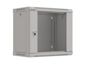 Комуникационен шкаф Lanberg rack cabinet 19" wall-mount 9U/540x350 (flat pack) with glass door grey