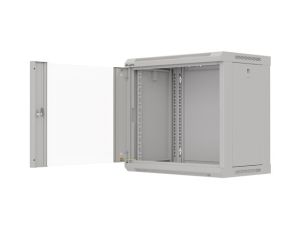 Комуникационен шкаф Lanberg rack cabinet 19" wall-mount 9U/540x350 (flat pack) with glass door grey