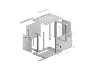 Комуникационен шкаф Lanberg rack cabinet 19" wall-mount 9U/600x450 with perforated door grey (flat pack)
