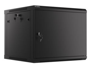 Комуникационен шкаф Lanberg rack cabinet 19" wall-mount 9U/600x600 for self-assembly with metal door black (flat pack)