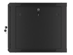 Комуникационен шкаф Lanberg rack cabinet 19" wall-mount 9U/600x600 for self-assembly with metal door black (flat pack)