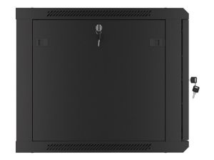 Комуникационен шкаф Lanberg rack cabinet 19" wall-mount 9U/600x600 for self-assembly with metal door black (flat pack)