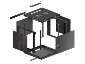 Комуникационен шкаф Lanberg rack cabinet 19" wall-mount 9U/600x600 for self-assembly with metal door black (flat pack)