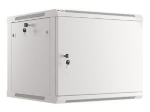 Комуникационен шкаф Lanberg rack cabinet 19" wall-mount 9U/600x600 for self-assembly with metal door grey (flat pack)