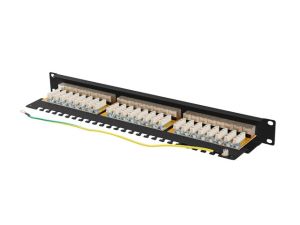 Пач панел Lanberg patch panel 24 port 1U 19" CAT.6a ftp with cable organizer shielded black