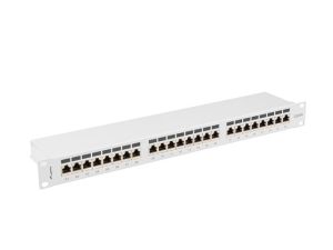 Пач панел Lanberg patch panel 24 port 1U 19" CAT.6a ftp with cable organizer shielded grey